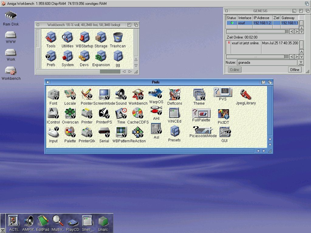 VisualPrefs, Birdie, FullPalette mit Patterns und Presets im OS4-Look. Zusammengestellt als sog. "Amiga Theme Experience".
