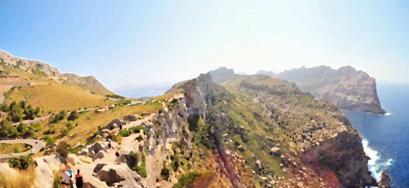 Panoramablick von Cap Formentor in Richtung Alcudia
